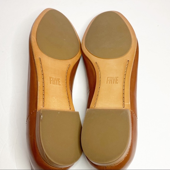 Frye Gloria Leather Ballet Flat in Cognac Shoes - Picture 9 of 11